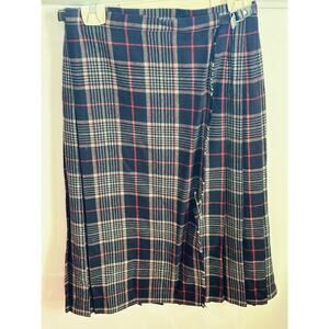 Pure New Wool Kilt Skirt Women's 12 Tartan Knitwear Plaid VTG United Kingdom